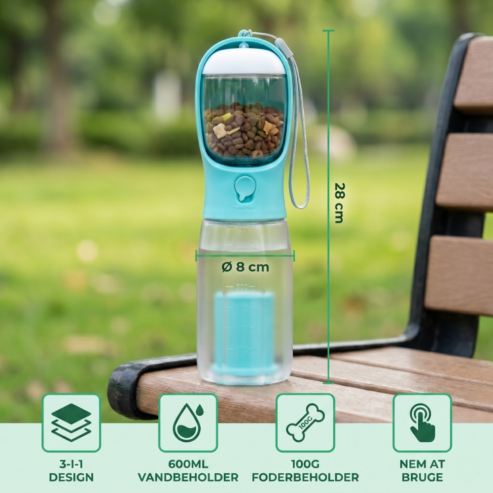 TrailBuddy™ – 3-in-1 Dog Water Bottle with Food Box | Kalsten