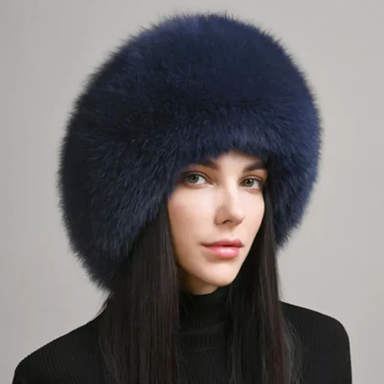 Kalsten | 100% Natural Fox Fur Hat Women Cap Thick Fur Cap Winter Warm Hat Female Fashion For Women Hat With Earmuffs Hat
