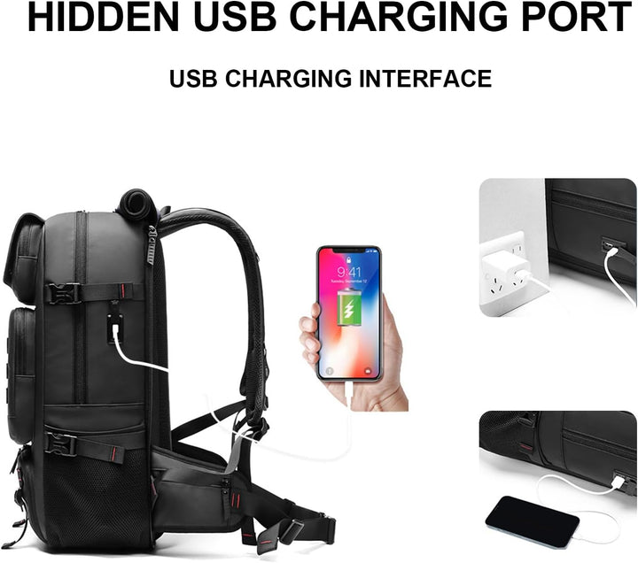 50L Waterproof Travel Backpack with Shoe Compartment & USB Port | Kalsten