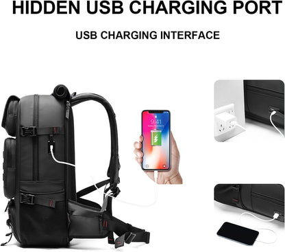 50L Waterproof Travel Backpack with Shoe Compartment & USB Port | Kalsten