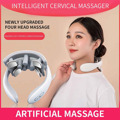 Skanto | Skanto Neck Massager with Heat, Pain Relief, Smart Neck Massager, 4 Massage Heads Portable Deep Tissue Trigger Point Massager