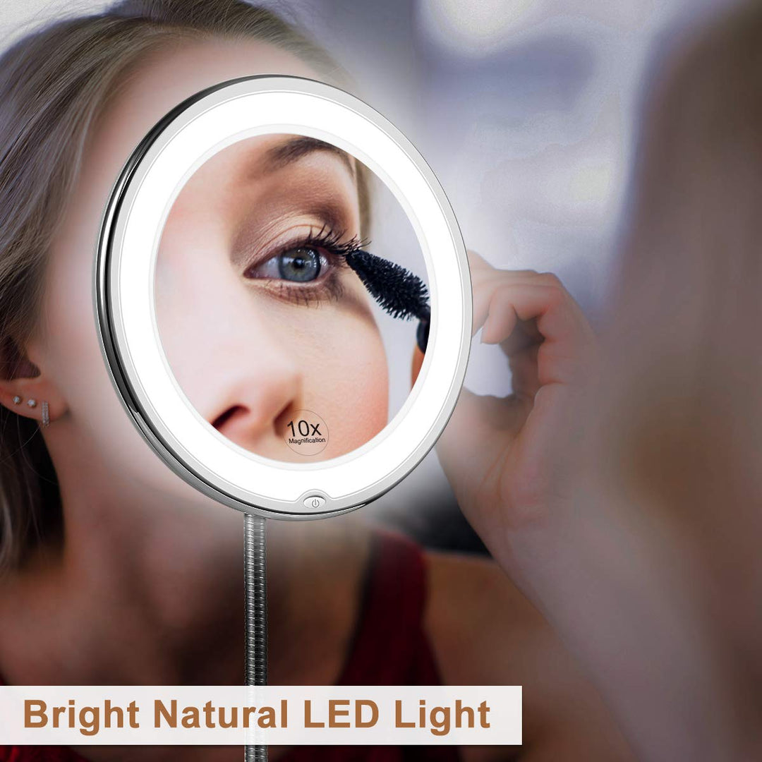 Kalsten | LED magnifying mirror with flexible gooseneck | 10x magnification | daylight LED | cosmetic mirror