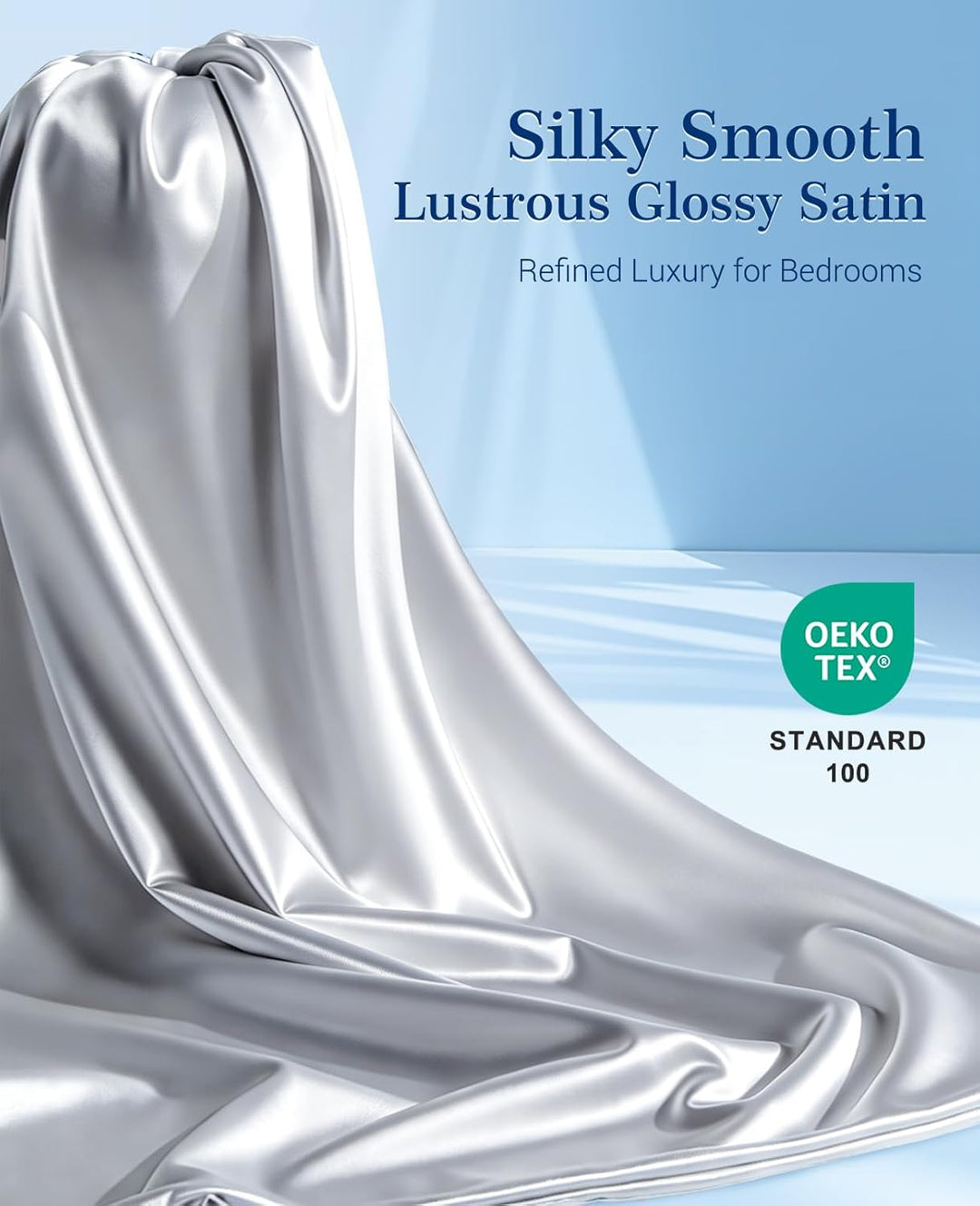 Cooling Pillowcases Q-max>0.5, 2-Pack, Soft & Hair-Friendly- Silver Gray | Kalsten