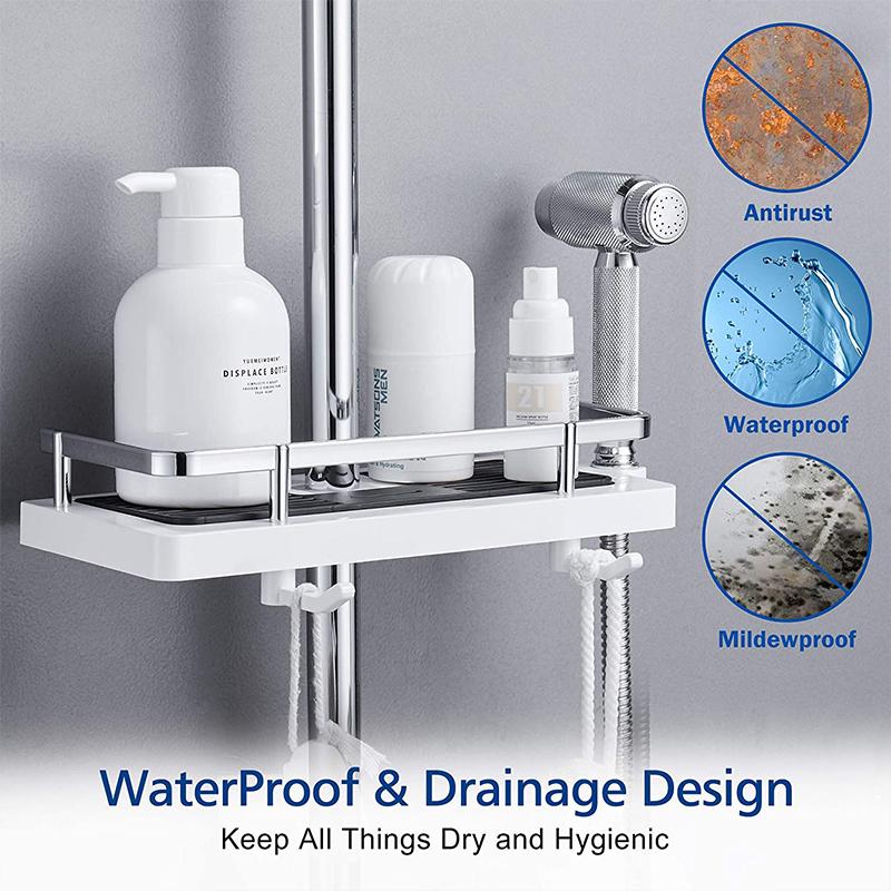 Bathroom Shelf Caddy for Shower Rail, No Drilling Pole Shower Storage Rack Holder | Kalsten