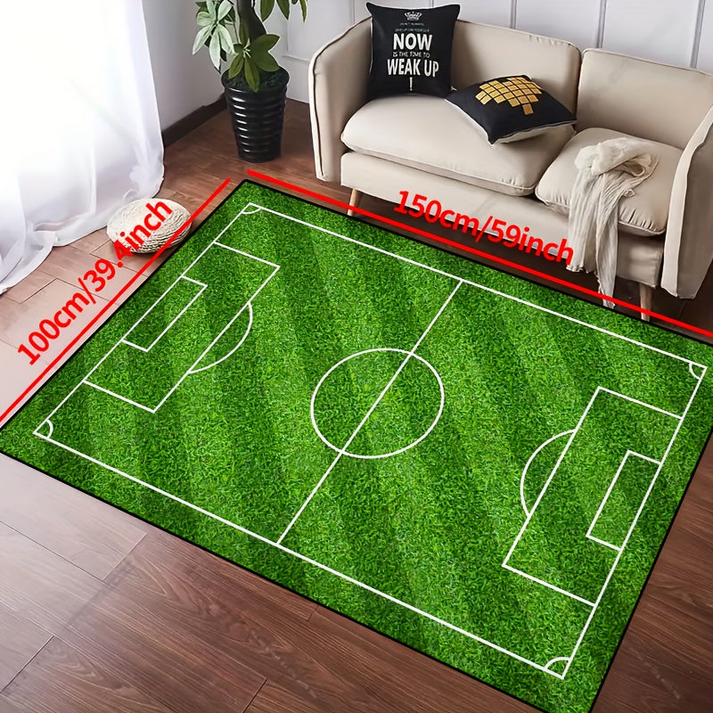 BowLift | Football Field Pattern Carpet - non-slip washable lounge mats for living room, bedroom, garden or gaming room