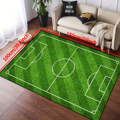 BowLift | Football Field Pattern Carpet - non-slip washable lounge mats for living room, bedroom, garden or gaming room