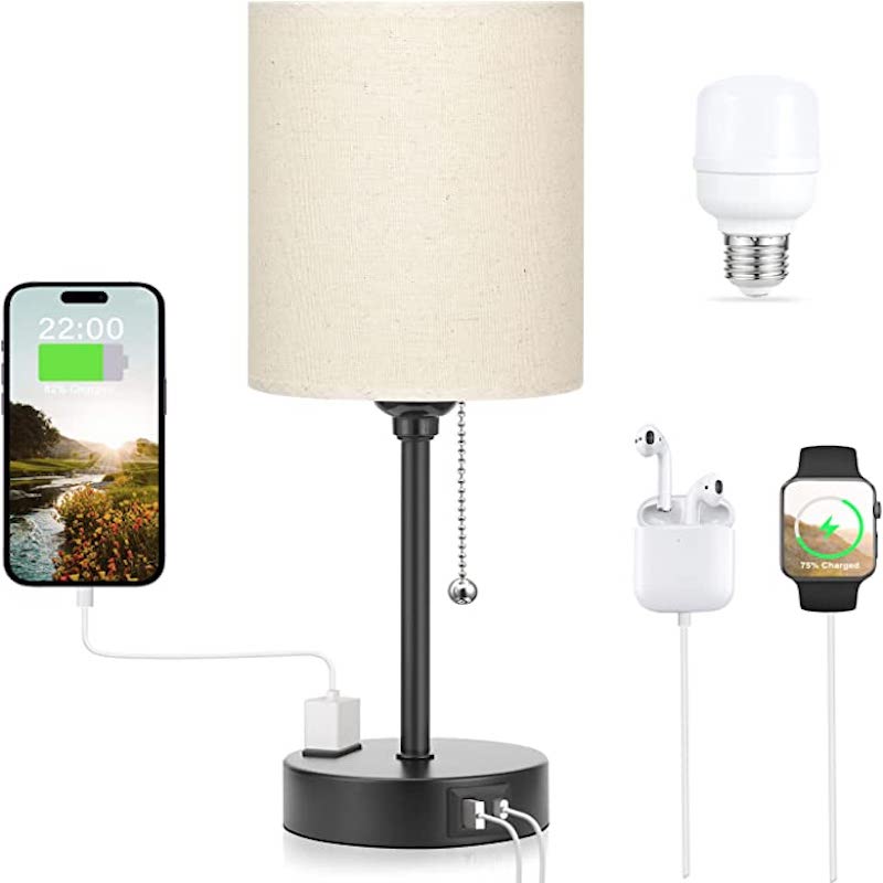 Elegant Table Lamp with Smart Charging Options and Three Colors Kalsten