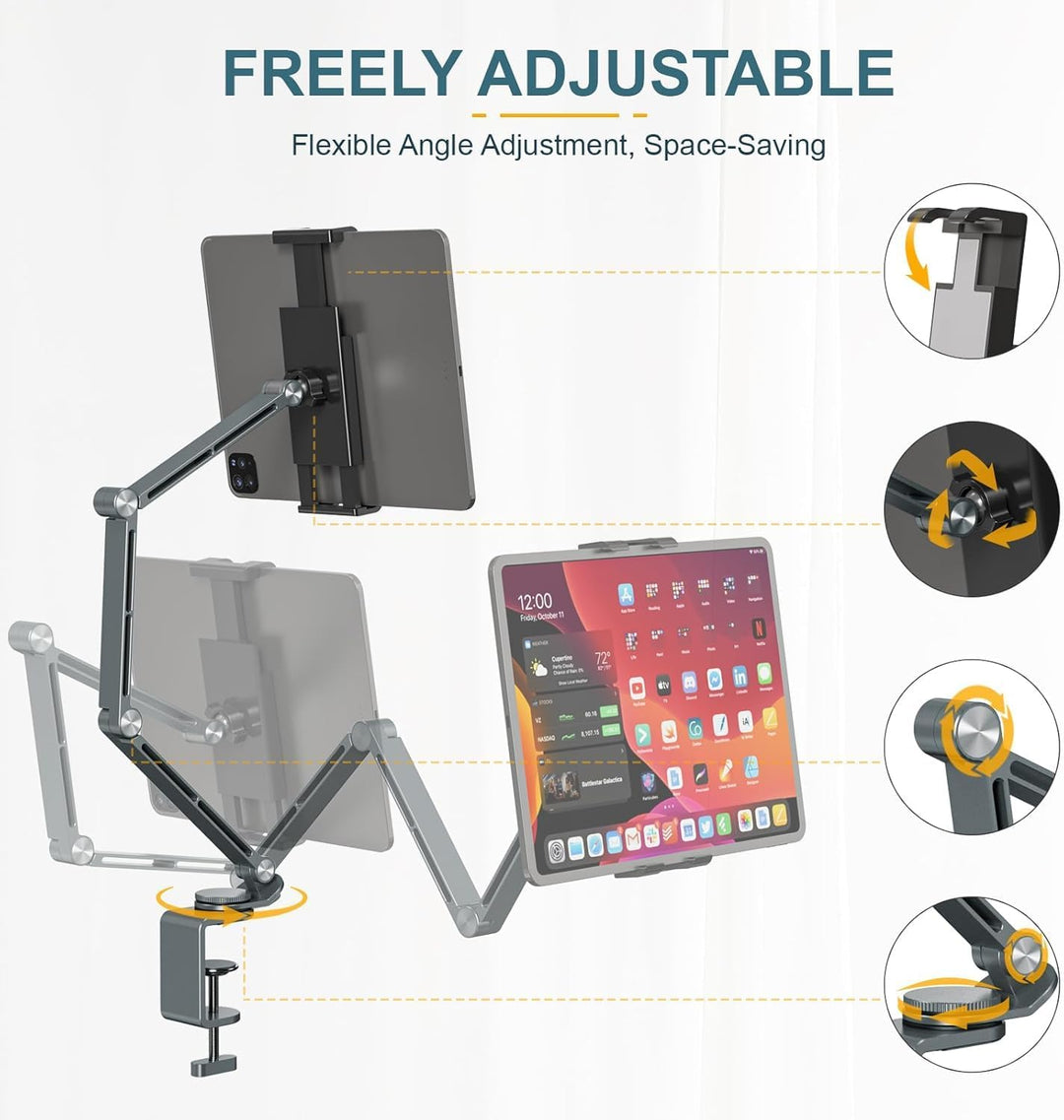 Kalsten | Adjustable Aluminum Tablet Desk Stand with 360° Rotation – Movaro