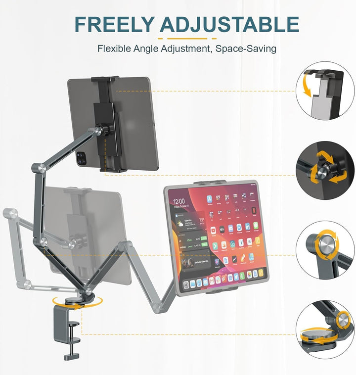 Kalsten | Adjustable Aluminum Tablet Desk Stand with 360° Rotation – Movaro