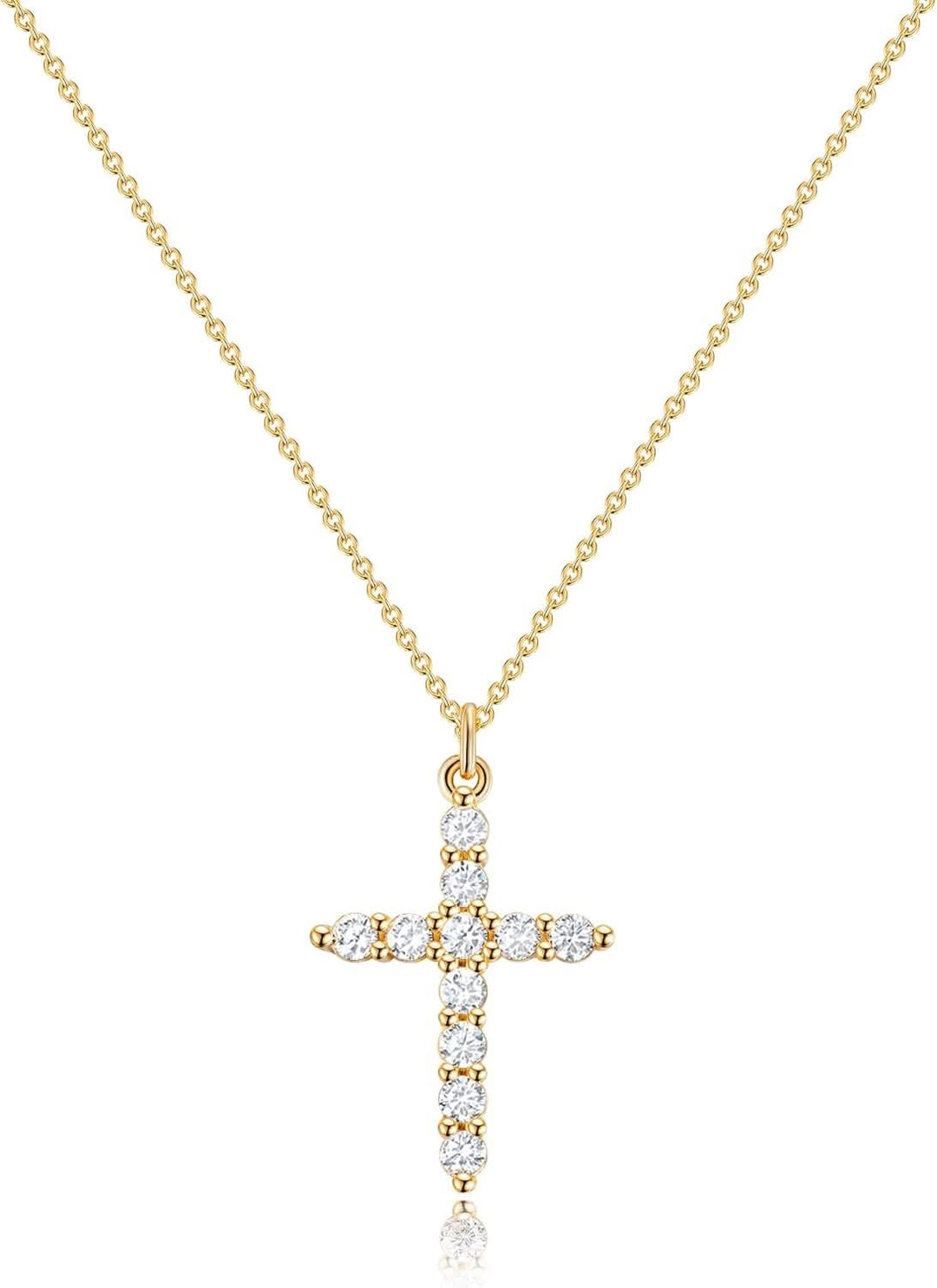 Kalsten | Elegant 18K Gold Cubic Zirconia Cross Necklace