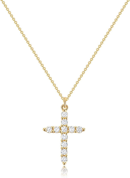 BowLift | Elegant 18K Gold Cubic Zirconia Cross Necklace