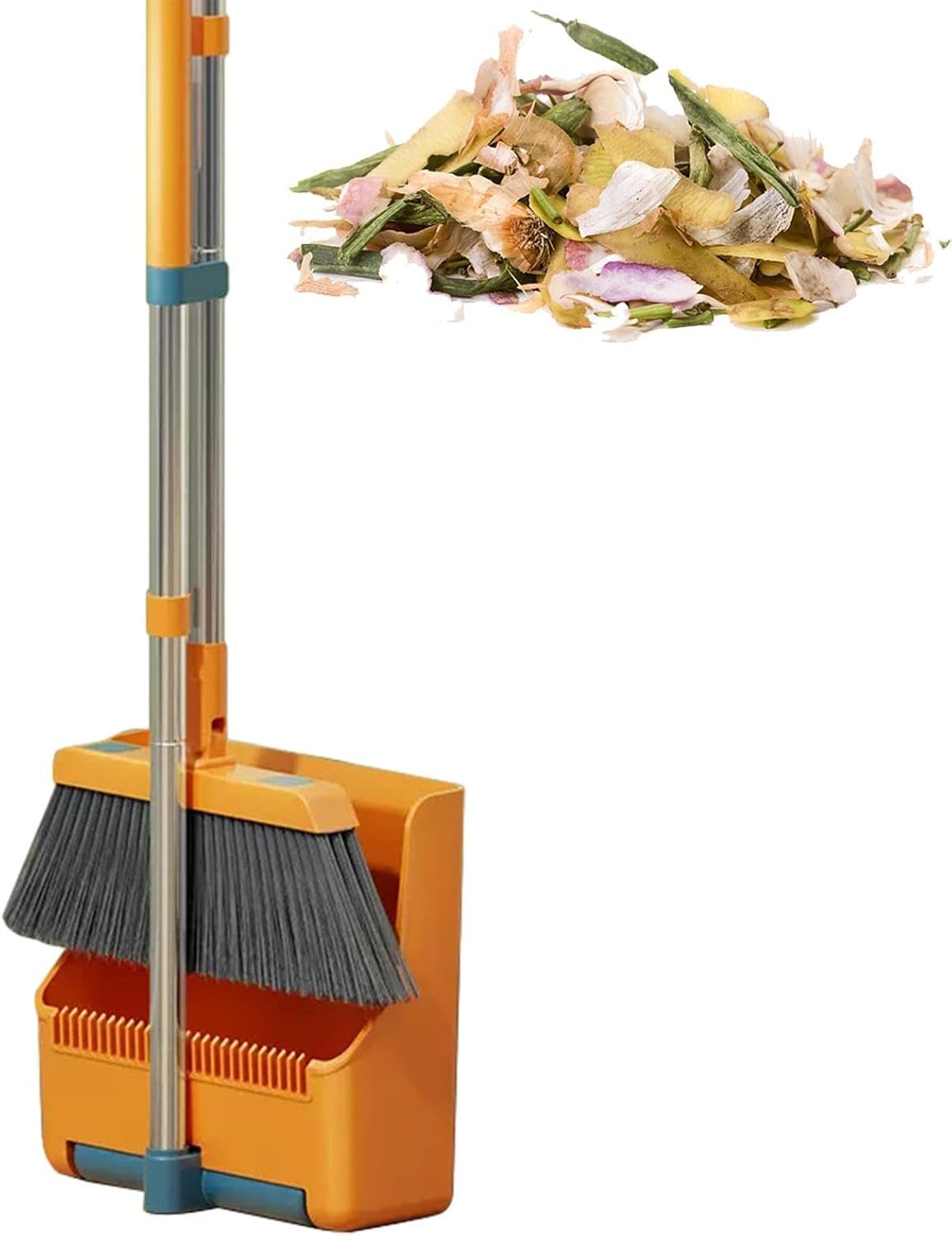 Skanto | Large Broom and Dustpan Set – Long Handle with 180° Rotating Broom Head – Clavira