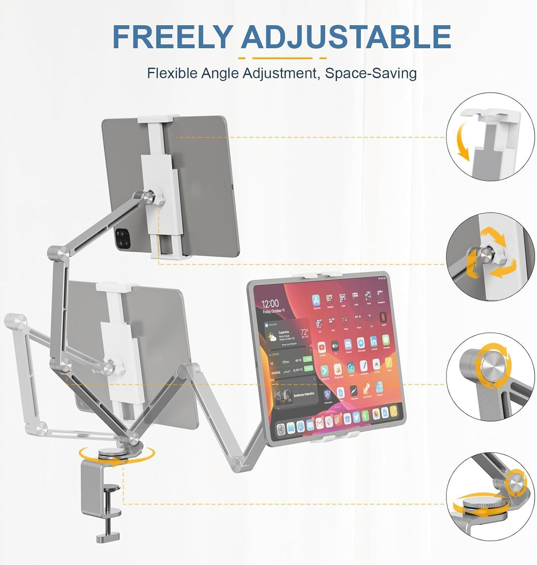 Kalsten | Adjustable Aluminum Tablet Desk Stand with 360° Rotation – Movaro