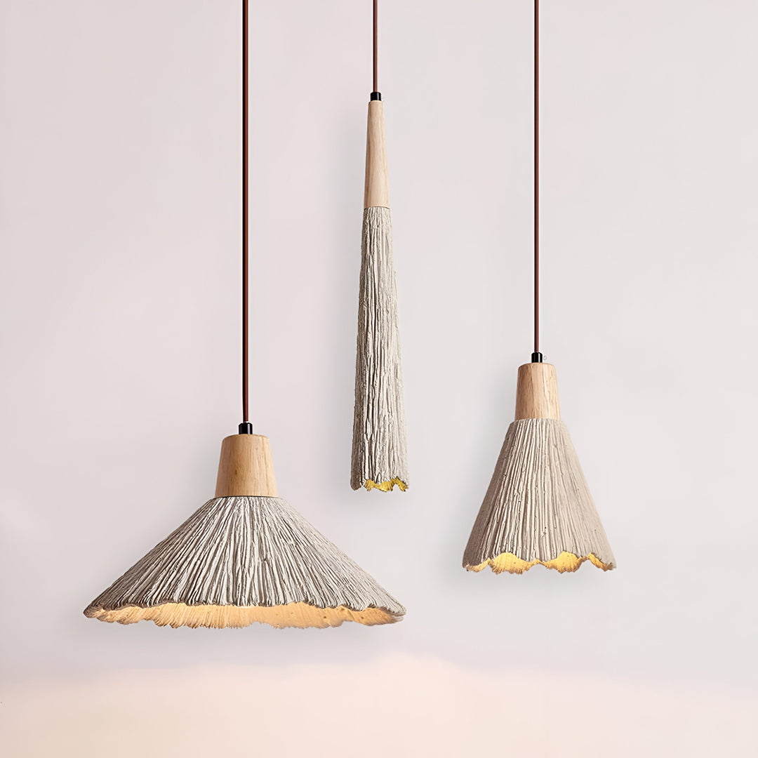 Pendant Light Cement 13.8 in Cream Dining Room Kitchen Island Hanging Ceiling Minimalist Wabi Sabi Rustic Fixture | Kalsten