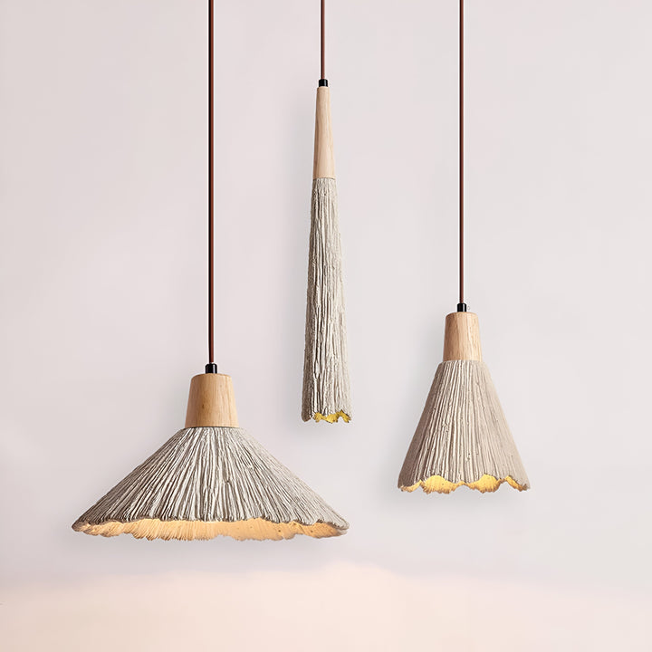 Pendant Light Cement 13.8 in Cream Dining Room Kitchen Island Hanging Ceiling Minimalist Wabi Sabi Rustic Fixture | Kalsten