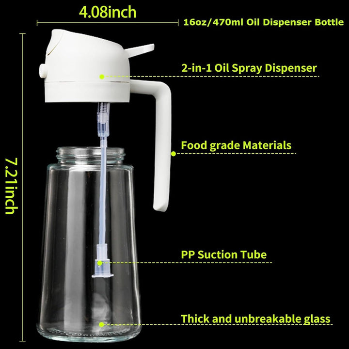 2-in-1 Oil Dispenser Bottle for Healthy Cooking