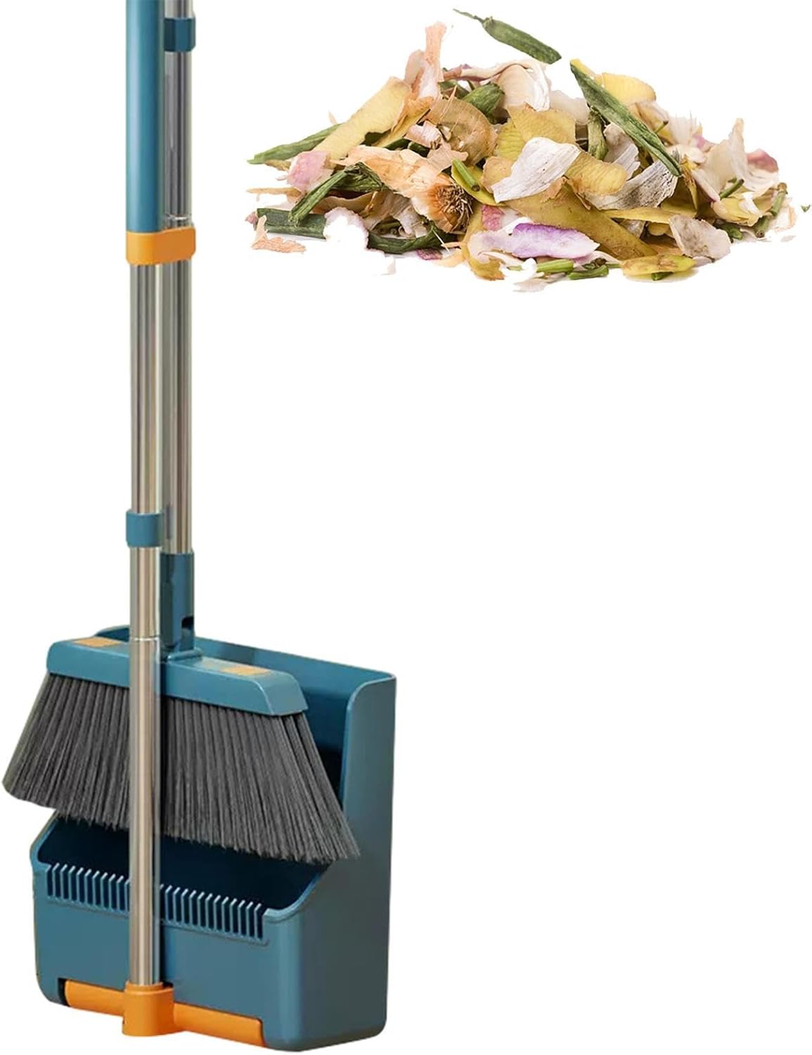 Skanto | Large Broom and Dustpan Set – Long Handle with 180° Rotating Broom Head – Clavira
