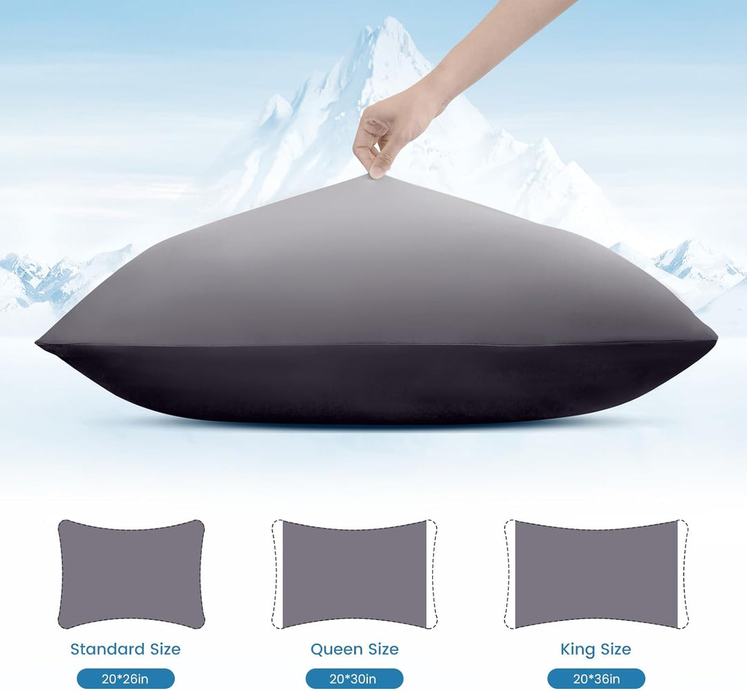 2 Pack Gray Cooling Pillowcases – Breathable, Soft, Skin & Hair Protecting | Kalsten