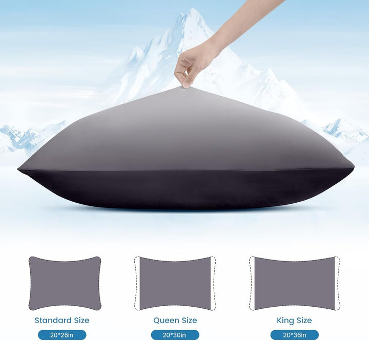 2 Pack Gray Cooling Pillowcases – Breathable, Soft, Skin & Hair Protecting | Kalsten