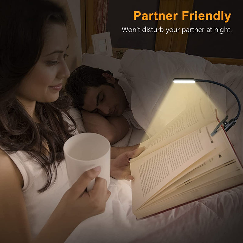 Kalsten | Buy 9 LED USB rechargeable reading lamp for reading in bed - eye-friendly, stepless dimmable | Small lightweight clip-on reading lamp