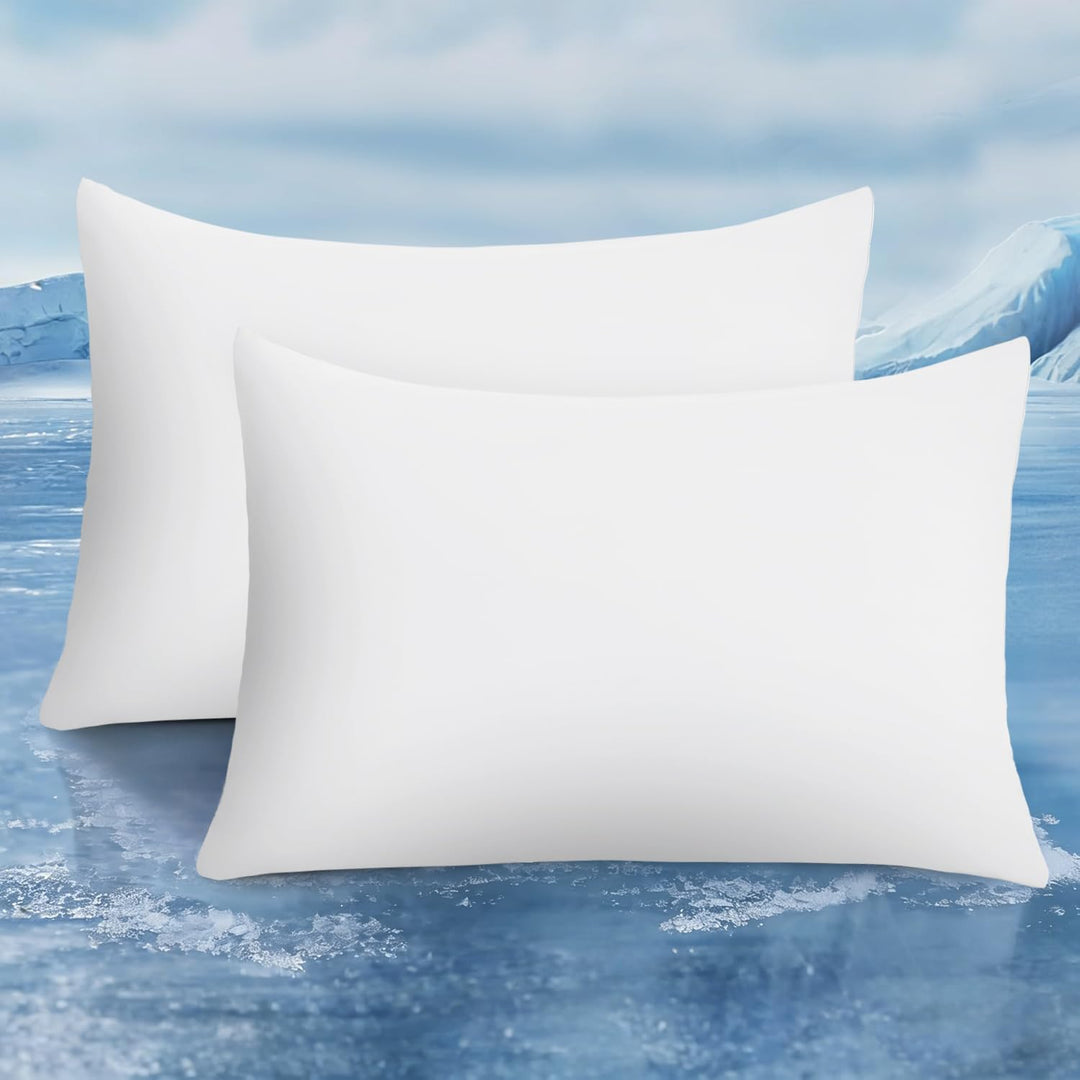 2-Pack Premium Silky Super Cooling White Pillowcases –  Extreme Q-Max 0.5 | Kalsten