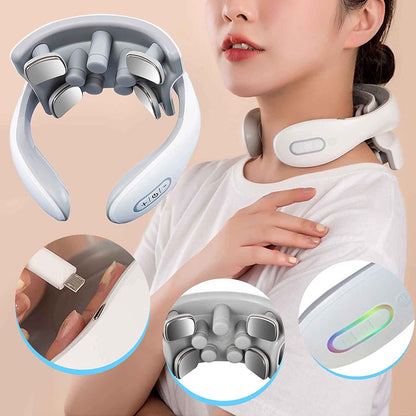Skanto | Skanto Neck Massager with Heat, Pain Relief, Smart Neck Massager, 4 Massage Heads Portable Deep Tissue Trigger Point Massager