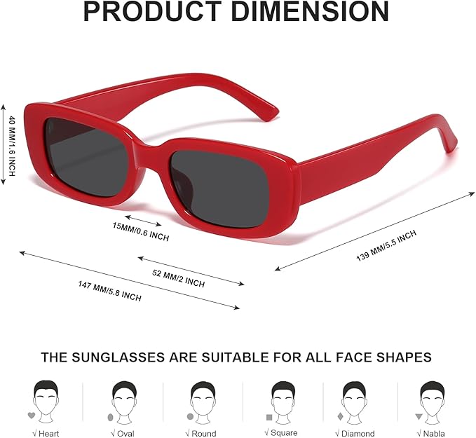 Retro Rectangular Y2K Sunglasses - Aria | Kalsten