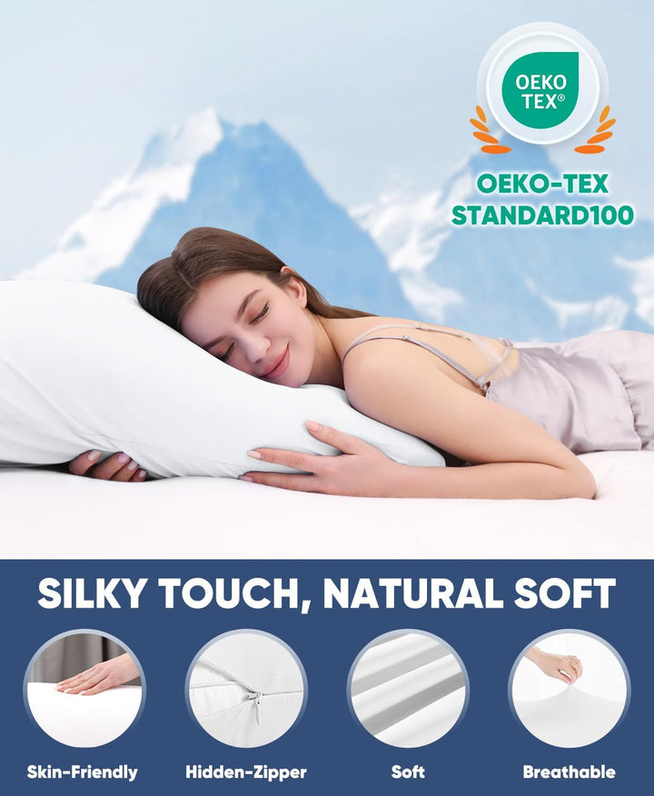 2-Pack Premium Silky Super Cooling White Pillowcases –  Extreme Q-Max 0.5 | Kalsten