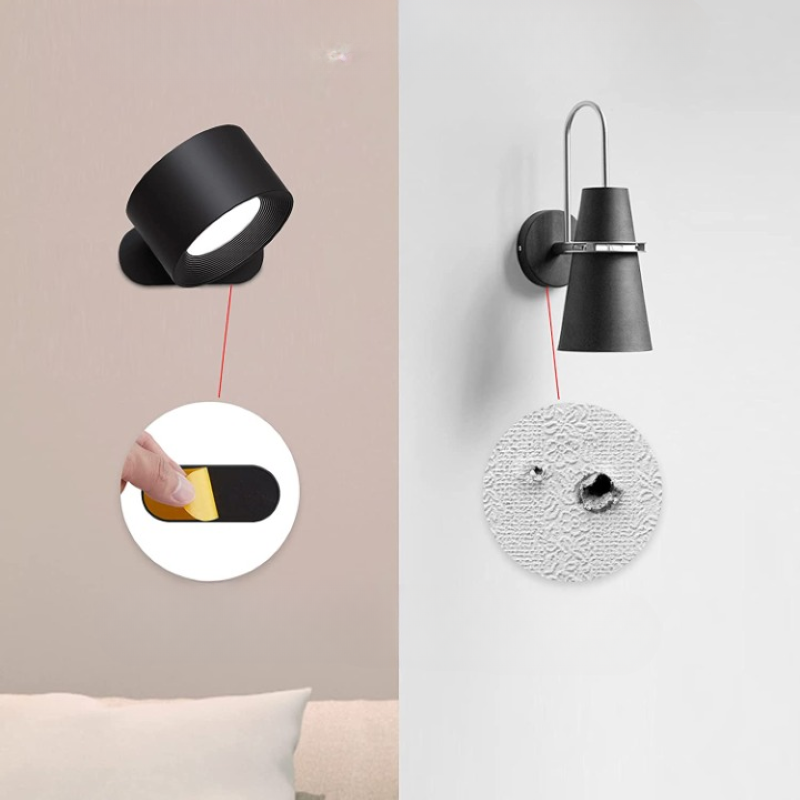LED Wall Lights, Wall-mounted Lamps with Rechargeable Battery, 3 Color Temperatures & 3 Brightness Levels, 360° Rotatable Magnetic Ball, Wireless Wall Lights for Study, Reading, Nightstand | Kalsten