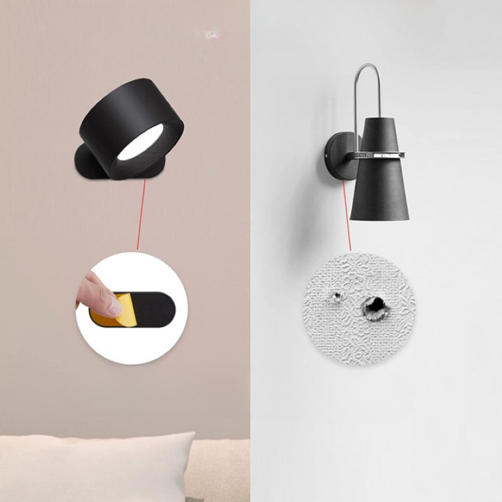 LED Wall Lights, Wall-mounted Lamps with Rechargeable Battery, 3 Color Temperatures & 3 Brightness Levels, 360° Rotatable Magnetic Ball, Wireless Wall Lights for Study, Reading, Nightstand | Kalsten