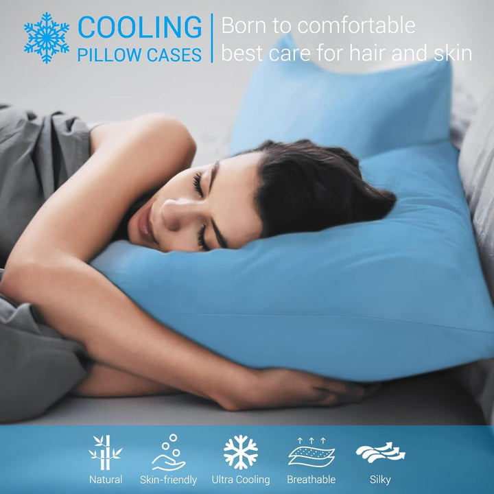 2-Pack Premium Silky Super Cooling Blue Pillowcases –  Extreme Q-Max 0.5 | Kalsten