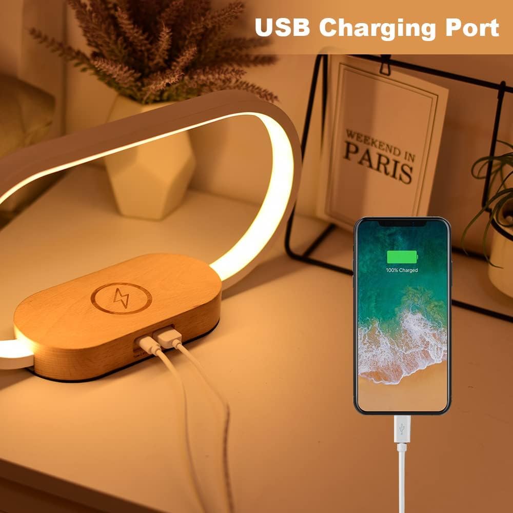 Wireless charging bedside lamp with clock – Lumora