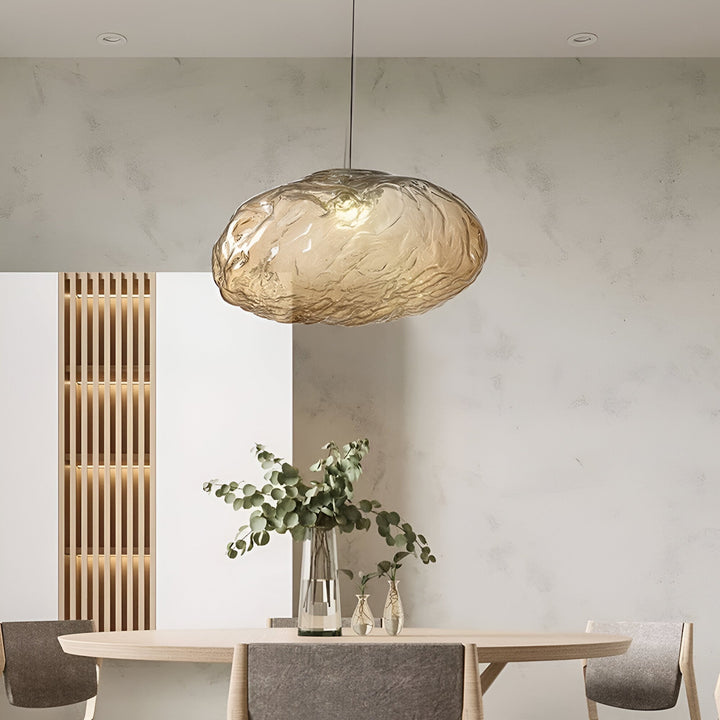 Pendant Light Glass Cloud 15.7 in Amber Dining Room Kitchen Island Hanging Ceiling Lamp Minimalist Nordic Artistic Fixture | Kalsten