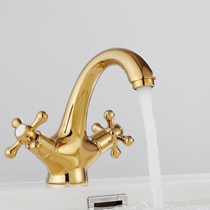 BowLift | Centered Basin Mixer Single Hole Bathroom Faucet with 2 Cross Handles