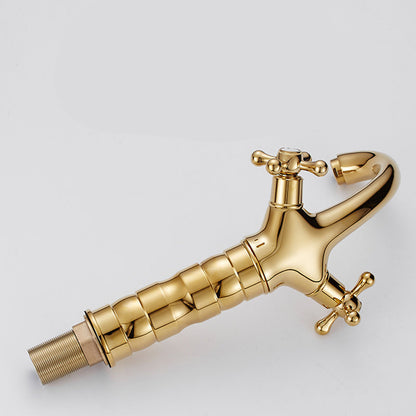 BowLift | Centered Basin Mixer Single Hole Bathroom Faucet with 2 Cross Handles