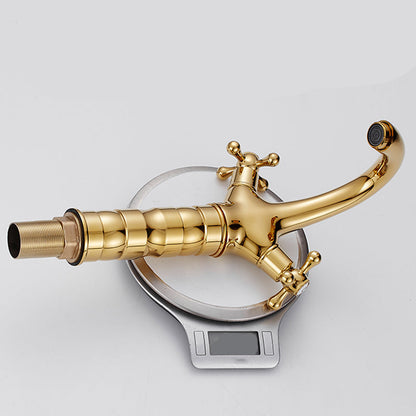 BowLift | Centered Basin Mixer Single Hole Bathroom Faucet with 2 Cross Handles