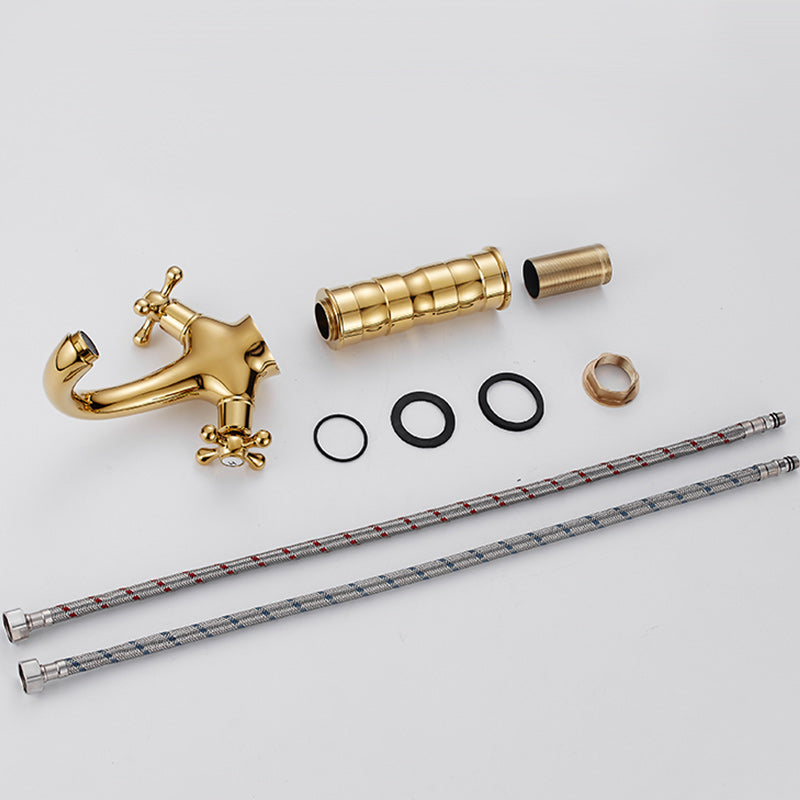 BowLift | Centered Basin Mixer Single Hole Bathroom Faucet with 2 Cross Handles