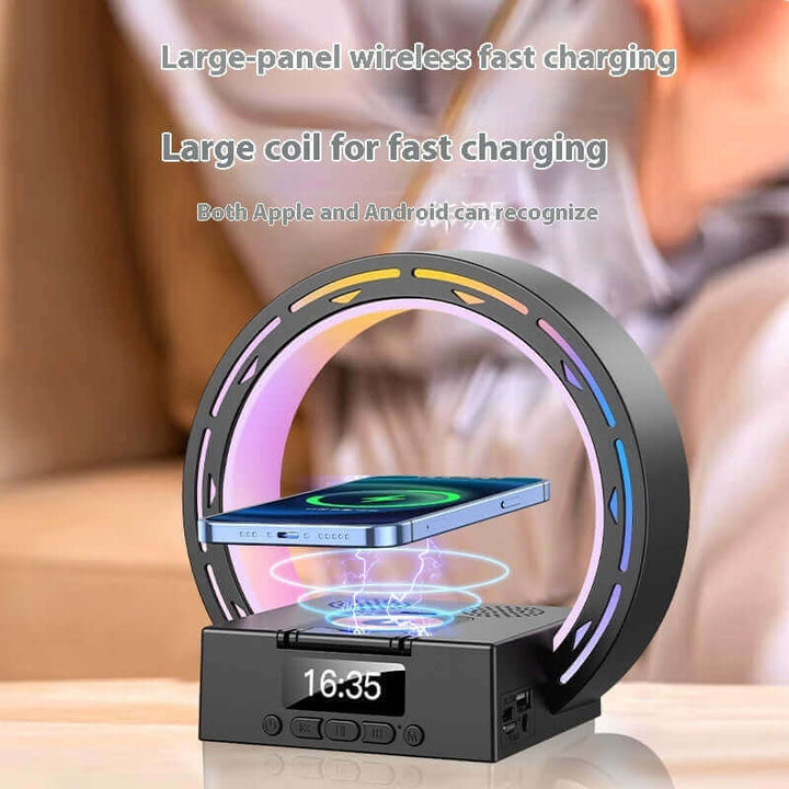 4 In 1 Wireless Bluetooth Speaker Charging Pad Bedside Lamp With Alarm Clock Wake-Up Light For Bedroom Support USB Drive TF Card | Kalsten