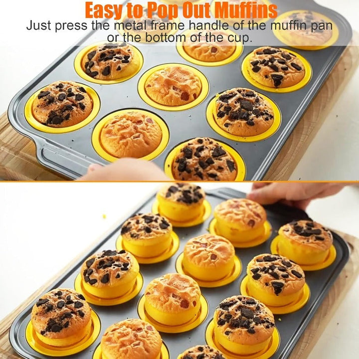 Kalsten | Press-Release Silicone Muffin Pan with Sturdy Metal Frame