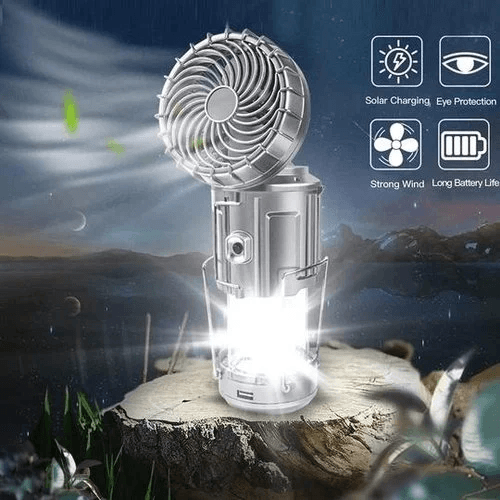 Portable Stretchable Solar Lithium Battery Electric Fan + Emergency Light | Kalsten