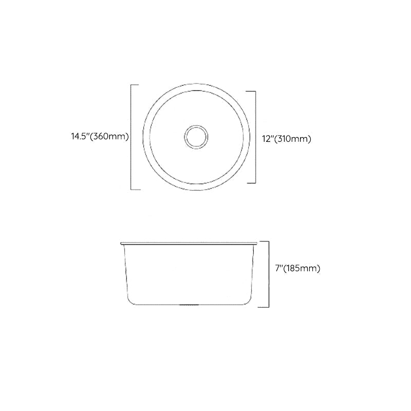 Kalsten | Classic Round Sink Stainless Steel Built-in Sink Non-Slip Round Basin for the Kitchen