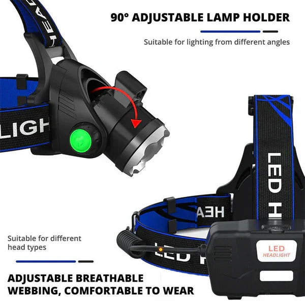 Kalsten | 300LM Rechargeable LED Headlamp Zoomable Torch Tactical Headlight Flashlight