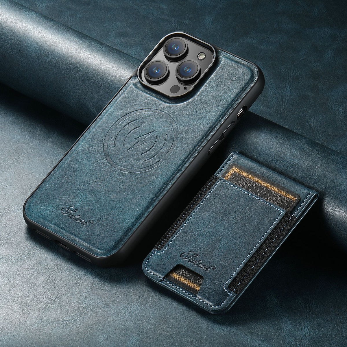 Leather phone case with card holder and MagSafe compatibility