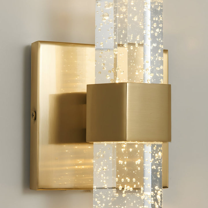 Crystal Wall Sconce Bubble Cylinder Gold LED 40cm / 16in Up Down Hallway Light | Kalsten