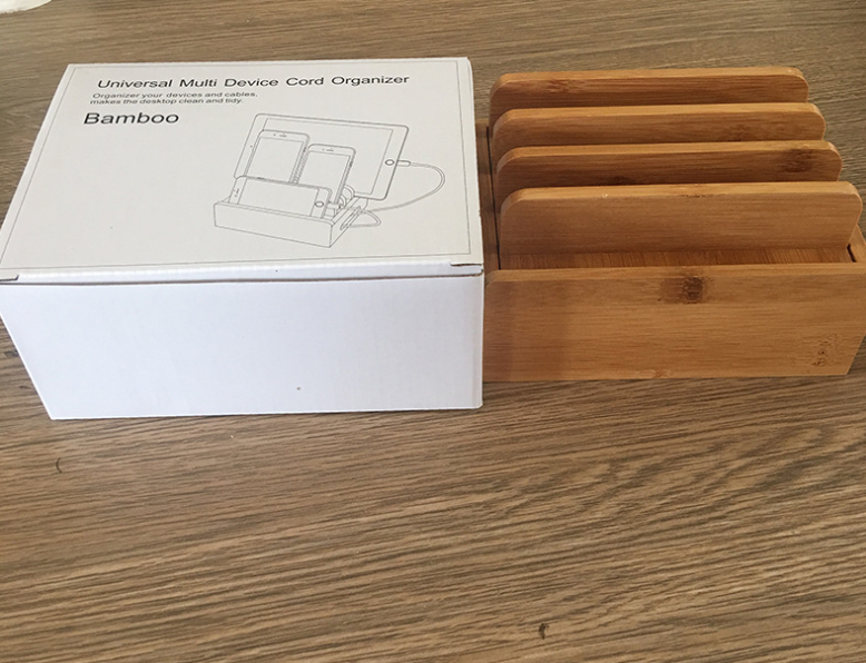 Kalsten | Tekavo ChargeDock Charging Station made of Bamboo | 5-Port USB & Organizer | For Smartphone, Tablet & Smartwatch | Incl. Cable Set