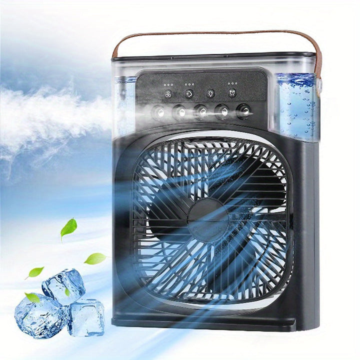 1pc Portable Air Conditioner, Household Small Air Cooler, Hydrocooling Fan, Portable Air Adjustment For Office, 3 Speed Air Cooling Fan Humidifier, 5pcs Humidified Spray Heads For Home Appliances | Kalsten