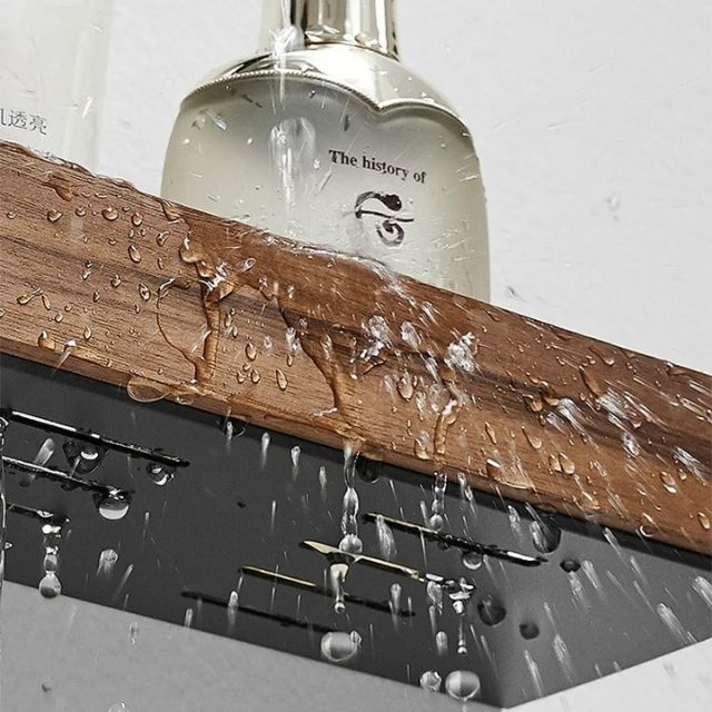Solid Wood No-Drill Bathroom Shelf