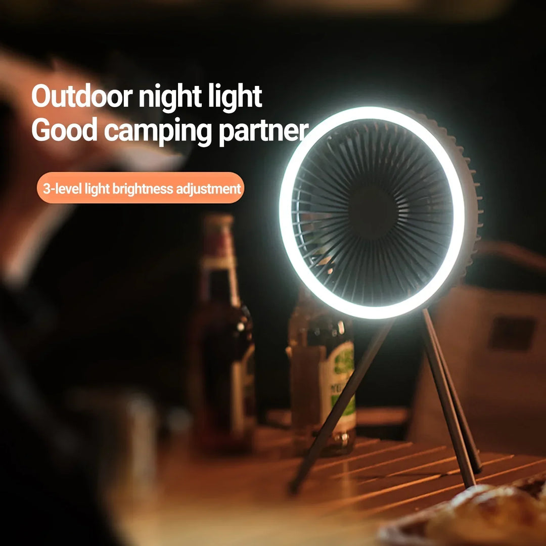 Rechargeable 10,000mAh Camping Fan with LED Lighting and Power Bank | Kalsten