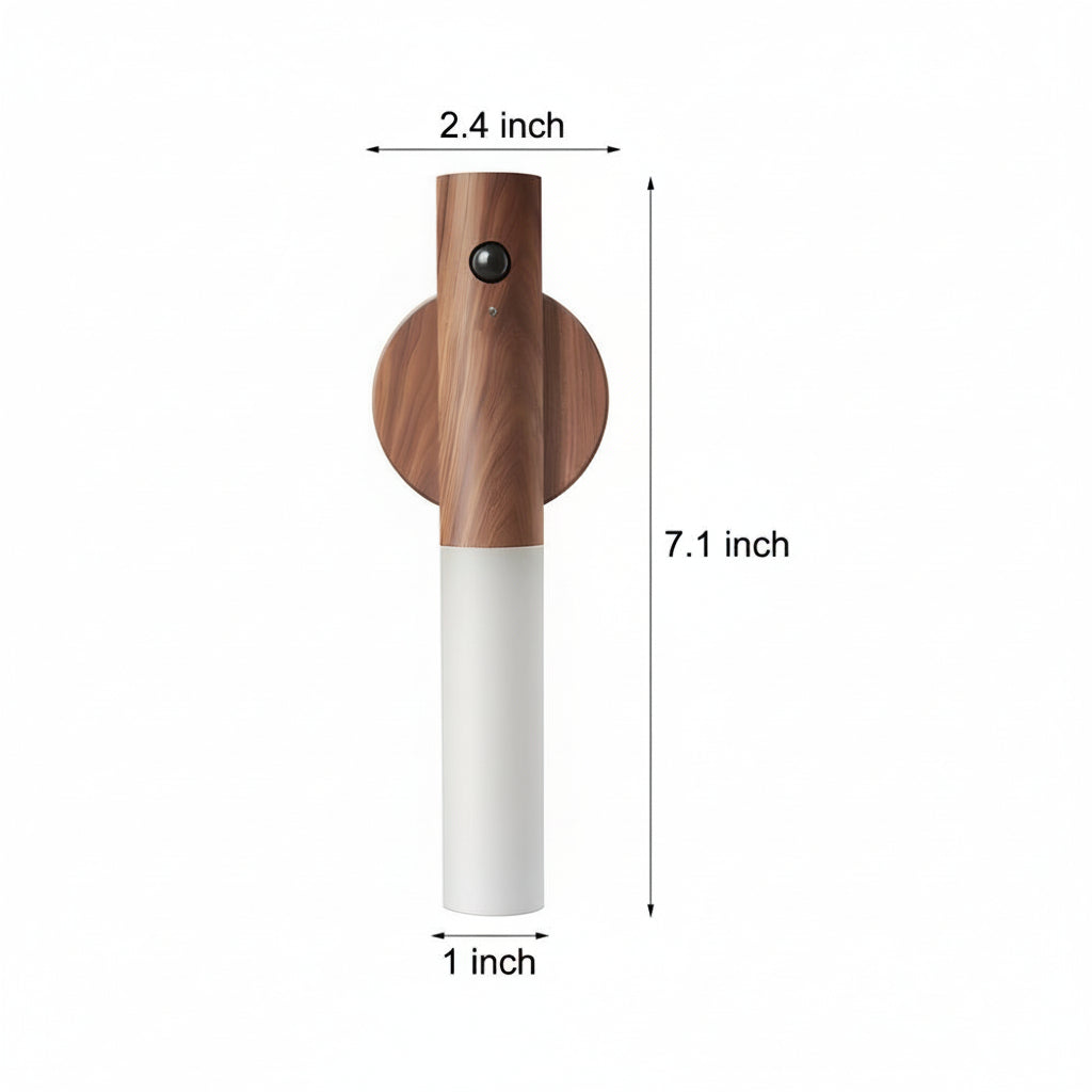 LED Night Light Wall Sconce – Wood Motion Sensor Magnetic USB Rechargeable (18x2.5cm / 7.1x1in) | Kalsten