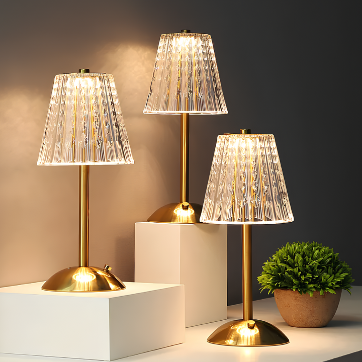 Crystal table lamp with warm light and built-in battery | Kalsten